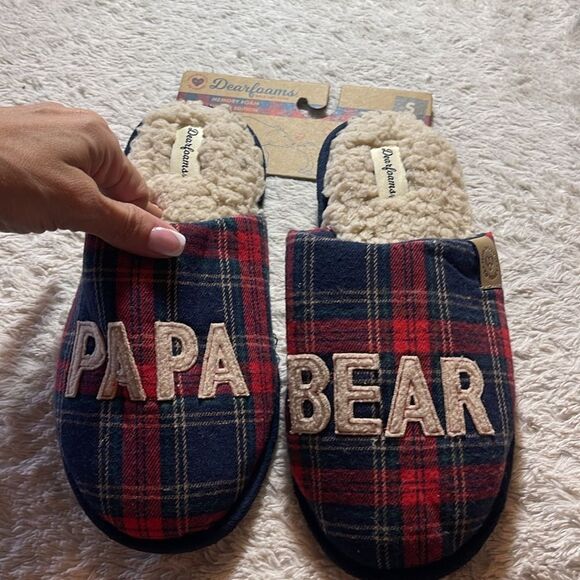 NWT Dearfoams  memory foam, Papa bear slippers size small 7-8 - Picture 2 of 6